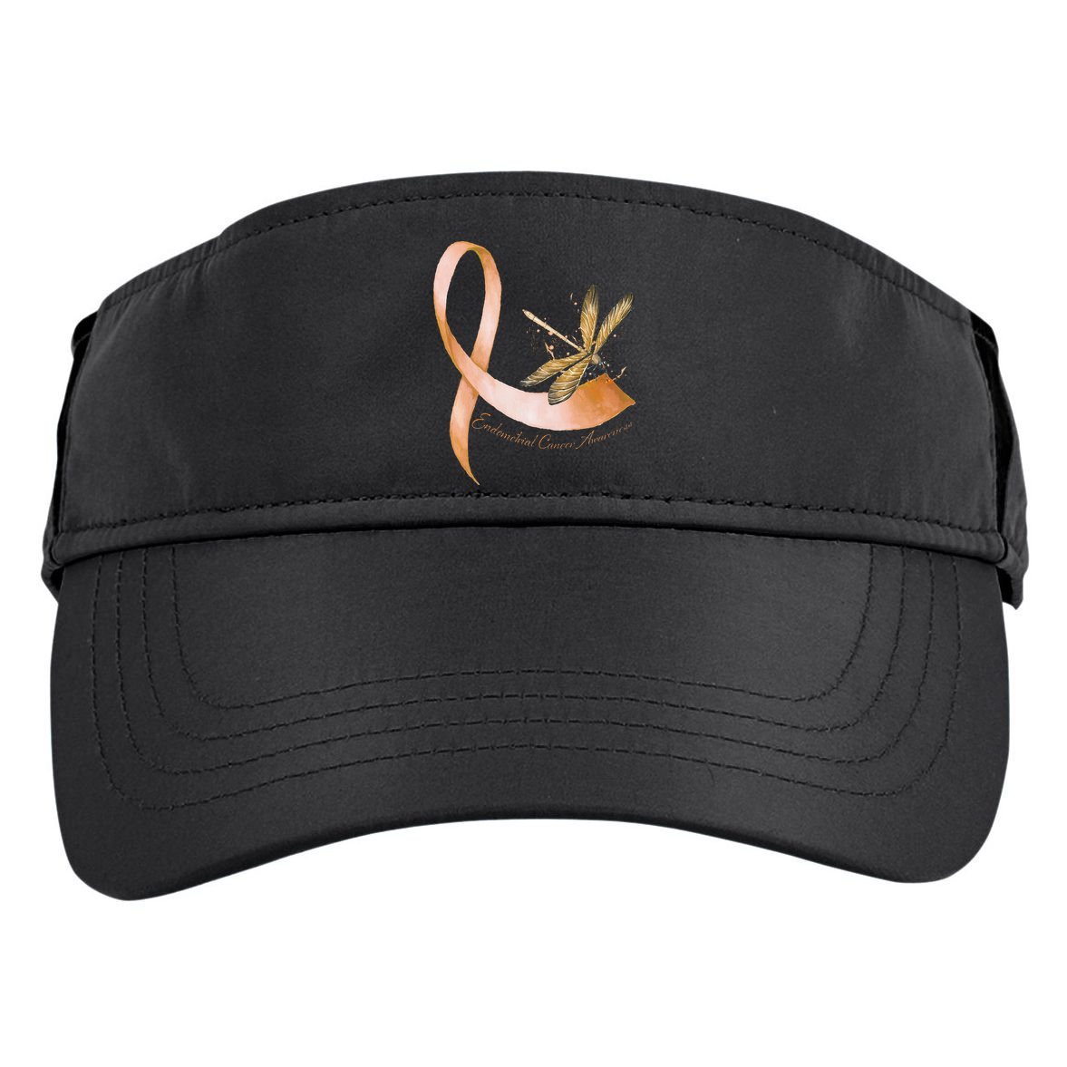 Hippie Dragonfly Peach Ribbon Endometrial Cancer Awareness Adult Drive Performance Visor