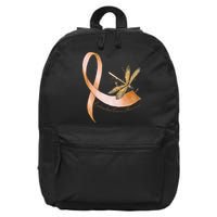 Hippie Dragonfly Peach Ribbon Endometrial Cancer Awareness 16 in Basic Backpack