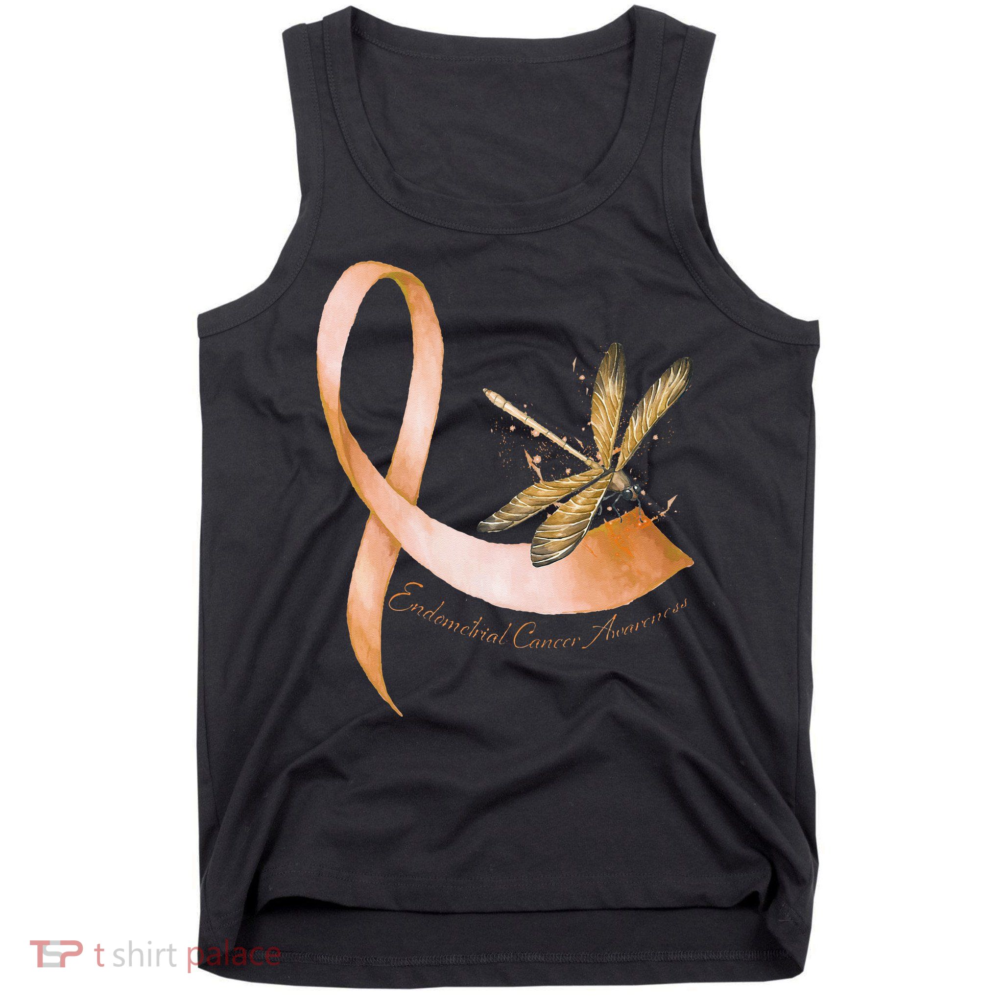 Hippie Dragonfly Peach Ribbon Endometrial Cancer Awareness Tank Top