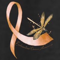 Hippie Dragonfly Peach Ribbon Endometrial Cancer Awareness Golf Towel
