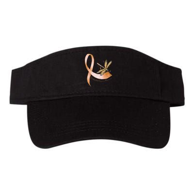 Hippie Dragonfly Peach Ribbon Endometrial Cancer Awareness Visor