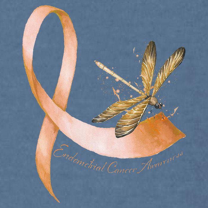 Hippie Dragonfly Peach Ribbon Endometrial Cancer Awareness Garment-Dyed Sweatshirt