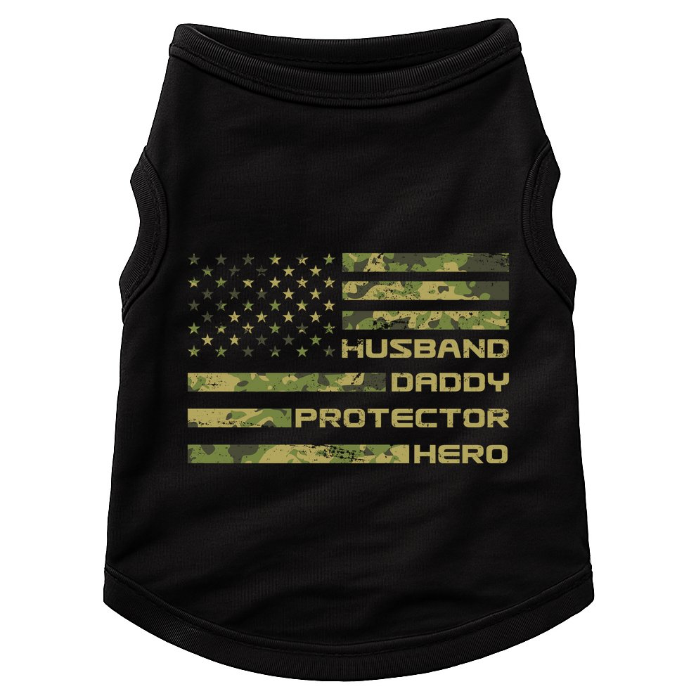 Husband Daddy Protector Hero Camouflage Usa Flag Doggie Tank