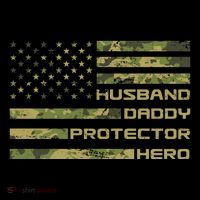 Husband Daddy Protector Hero Camouflage Usa Flag Sustainable Bucket Hat