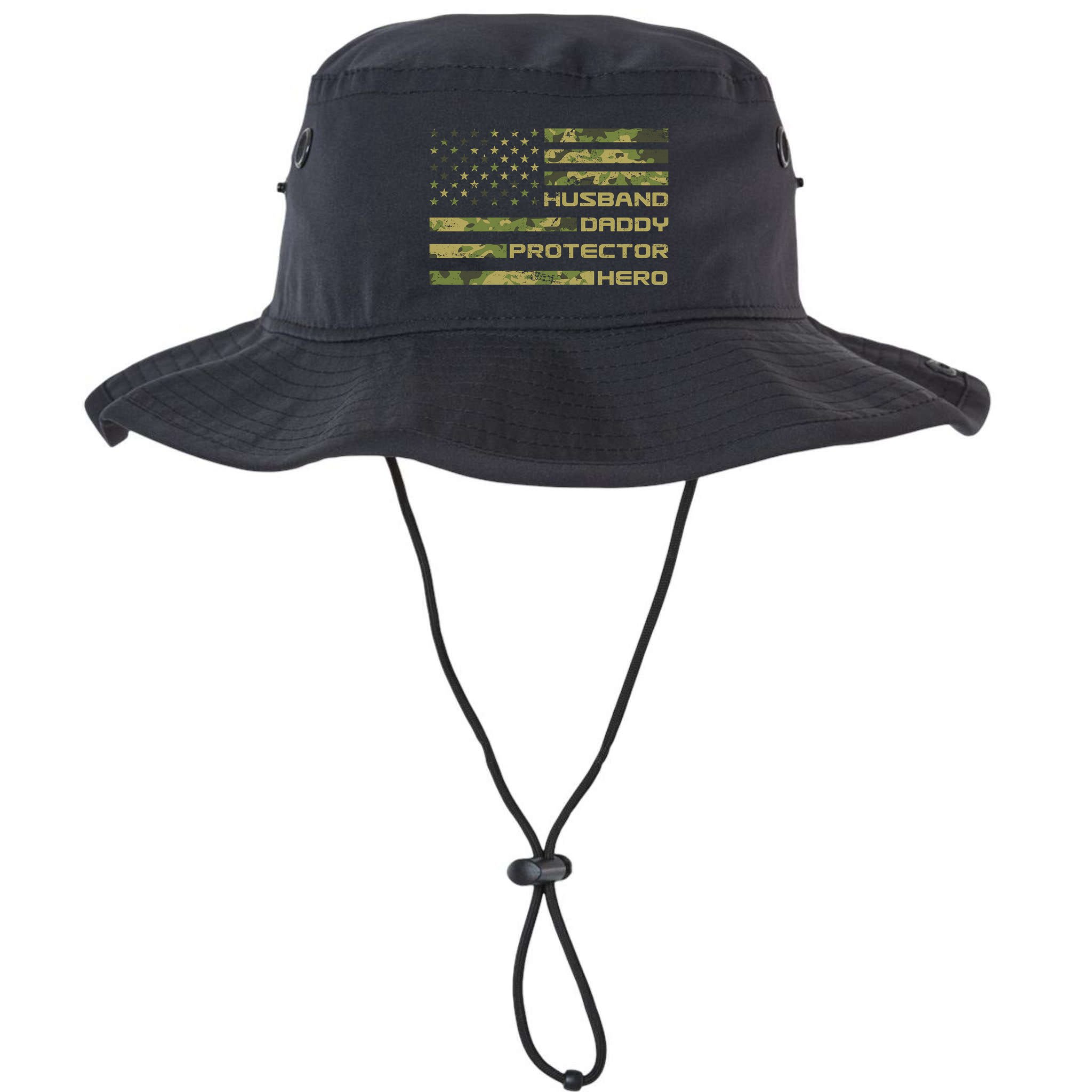 Husband Daddy Protector Hero Camouflage Usa Flag Bucket Hat