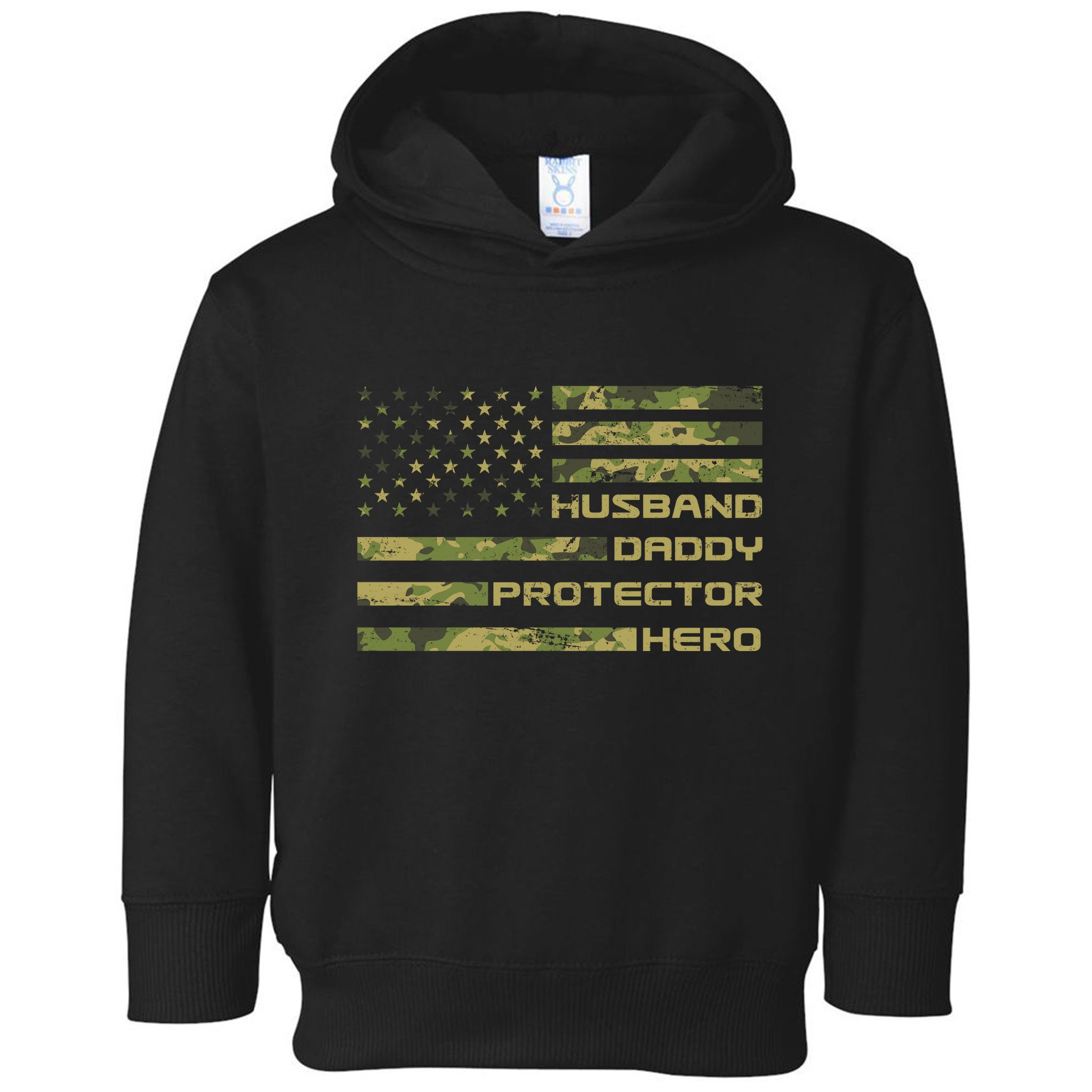 Husband Daddy Protector Hero Camouflage Usa Flag Toddler Hoodie