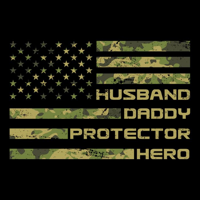 Husband Daddy Protector Hero Camouflage Usa Flag Women's Knotted Racerback Tank
