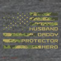 Husband Daddy Protector Hero Camouflage Usa Flag T-Shirt