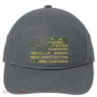 Husband Daddy Protector Hero Camouflage Usa Flag 7-Panel Snapback Hat