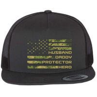 Husband Daddy Protector Hero Camouflage Usa Flag Flatbill Hat