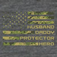 Husband Daddy Protector Hero Camouflage Usa Flag Flatbill Hat