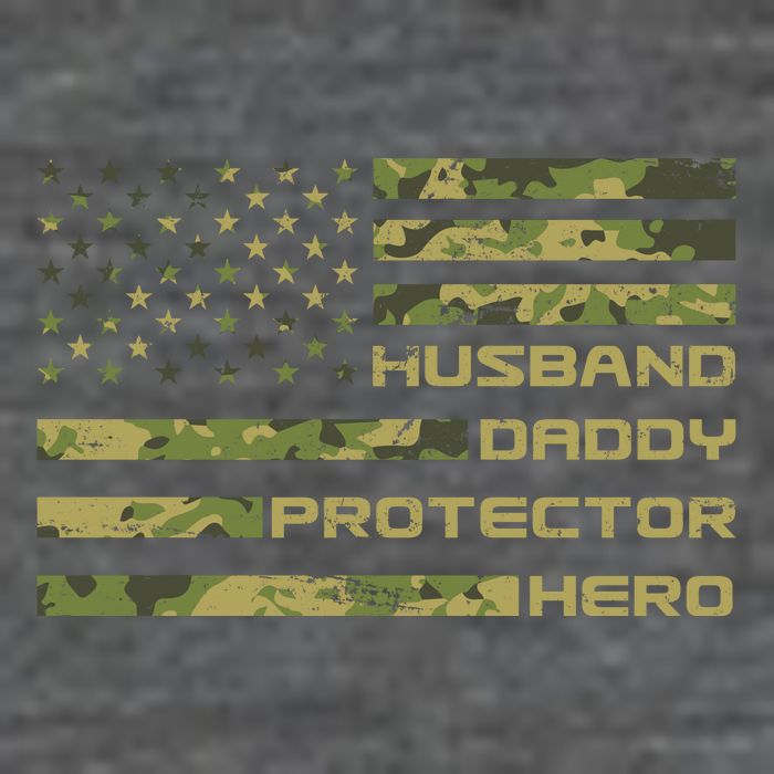 Husband Daddy Protector Hero Camouflage Usa Flag Flatbill Hat