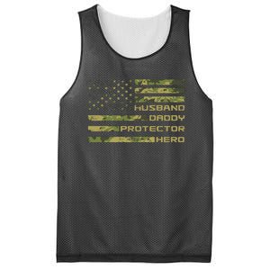 Husband Daddy Protector Hero Camouflage Usa Flag Mesh Reversible Basketball Jersey Tank