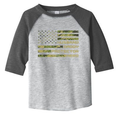 Husband Daddy Protector Hero Camouflage Usa Flag Toddler Fine Jersey T-Shirt