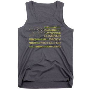 Husband Daddy Protector Hero Camouflage Usa Flag Tank Top