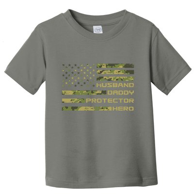 Husband Daddy Protector Hero Camouflage Usa Flag Toddler T-Shirt