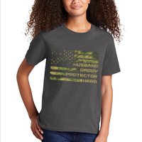 Husband Daddy Protector Hero Camouflage Usa Flag Kids T-Shirt