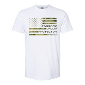 Husband Daddy Protector Hero Camouflage Usa Flag Softstyle CVC T-Shirt