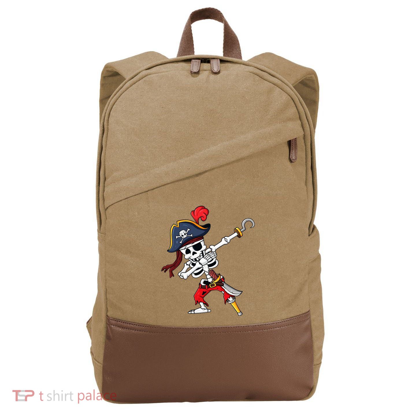 Halloween Dabbing Pirate Skeleton Cotton Canvas Backpack