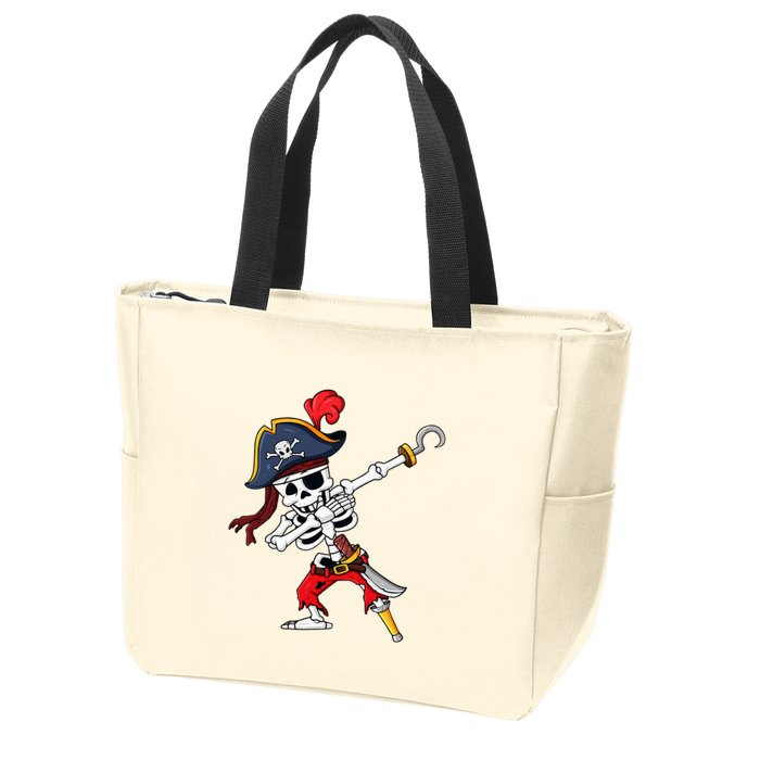 Halloween Dabbing Pirate Skeleton Zip Tote Bag
