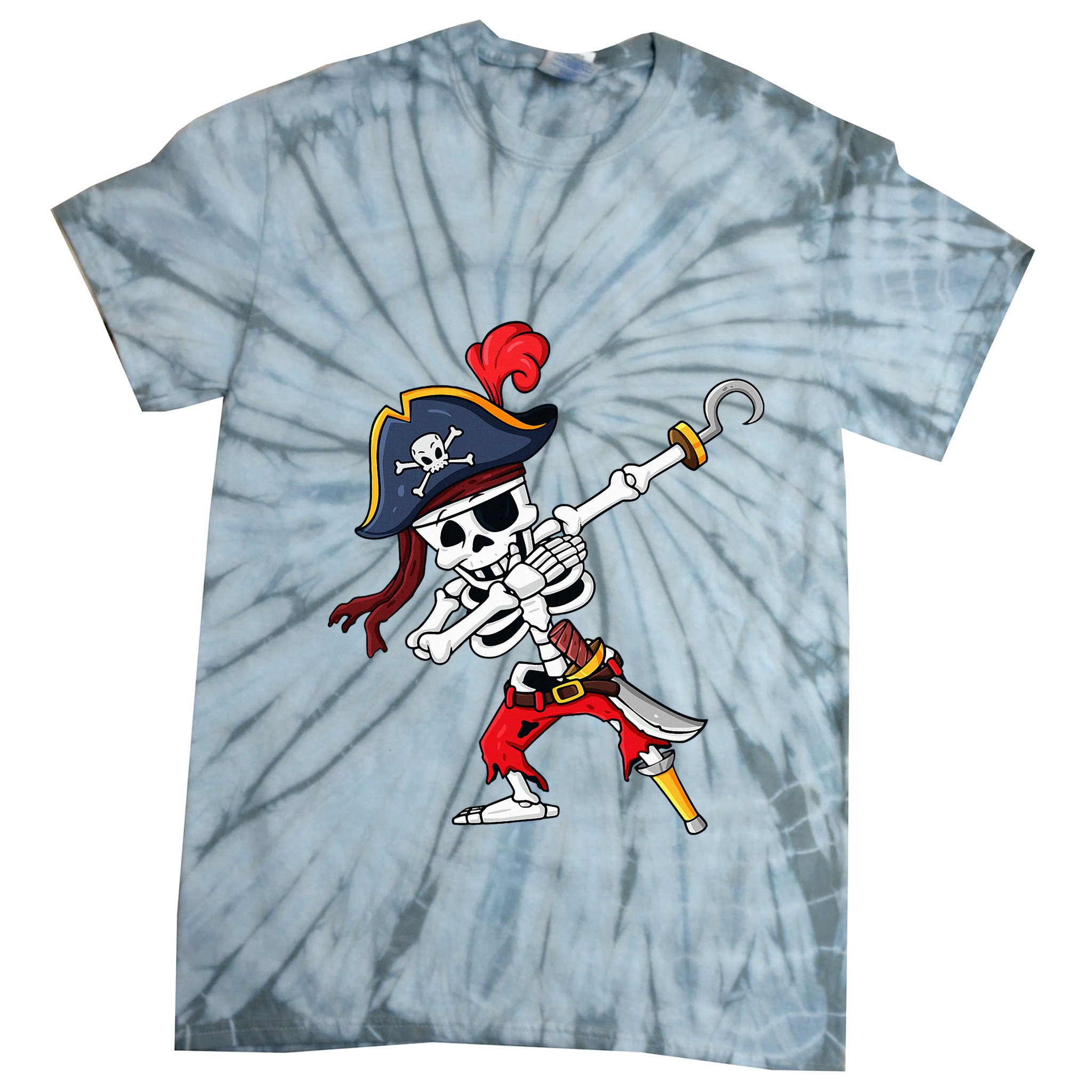 Halloween Dabbing Pirate Skeleton Tie-Dye T-Shirt