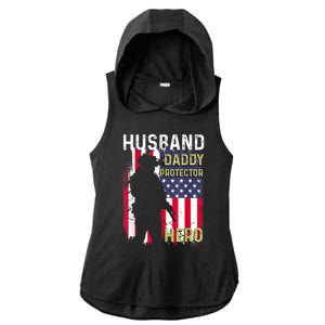 Husband Daddy Protector Ladies PosiCharge Tri-Blend Wicking Draft Hoodie Tank