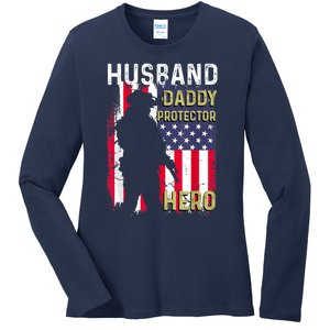 Husband Daddy Protector Ladies Long Sleeve Shirt