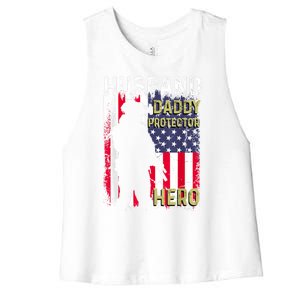 Husband Daddy Protector Women's Racerback Cropped Tank