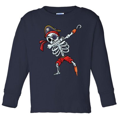 Halloween Dabbing Pirate Skeleton Funny Dab Toddler Long Sleeve Shirt