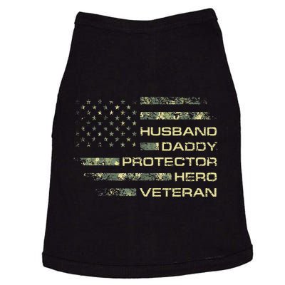 Husband Daddy Protector Hero Veteran USA Flag Camouflage Dad Doggie Tank