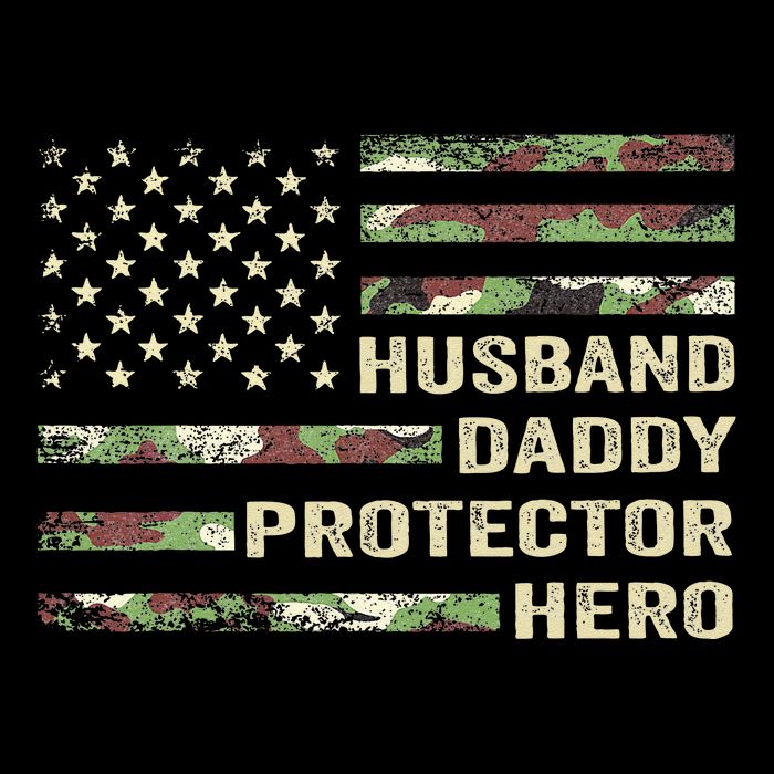 Husband Daddy Protector Hero Fathers Day Camo American Flag Visor