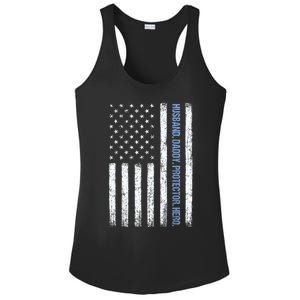 Husband Daddy Protector Hero Us American Flag FatherS Day Ladies PosiCharge Competitor Racerback Tank