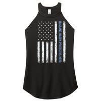 Husband Daddy Protector Hero Us American Flag FatherS Day Women's Perfect Tri Rocker Tank