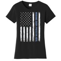 Husband Daddy Protector Hero Us American Flag FatherS Day Women's T-Shirt