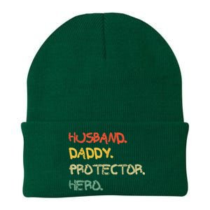 Husband Daddy Protector Hero FatherS Day Gift From Wife Son Knit Cap Winter Beanie