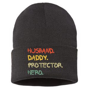 Husband Daddy Protector Hero FatherS Day Gift From Wife Son Sustainable Knit Beanie