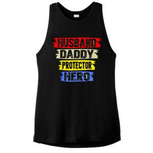 Husband Daddy Protector Hero FatherS Day Gift From Wife Son Ladies PosiCharge Tri-Blend Wicking Tank