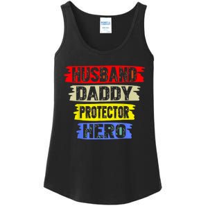 Husband Daddy Protector Hero FatherS Day Gift From Wife Son Ladies Essential Tank