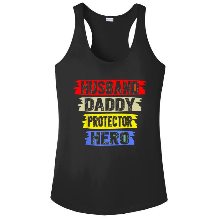 Husband Daddy Protector Hero FatherS Day Gift From Wife Son Ladies PosiCharge Competitor Racerback Tank