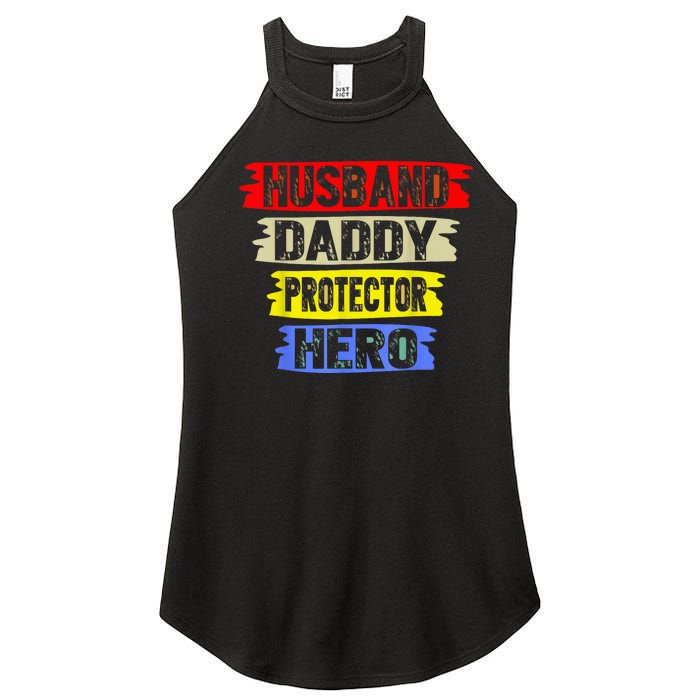 Husband Daddy Protector Hero FatherS Day Gift From Wife Son Women's Perfect Tri Rocker Tank