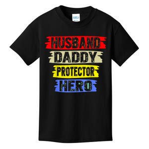 Husband Daddy Protector Hero FatherS Day Gift From Wife Son Kids T-Shirt