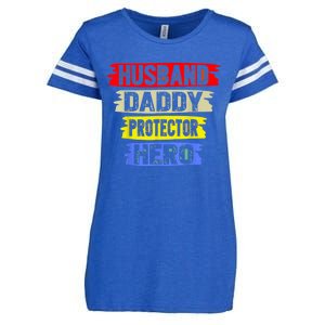 Husband Daddy Protector Hero FatherS Day Gift From Wife Son Enza Ladies Jersey Football T-Shirt