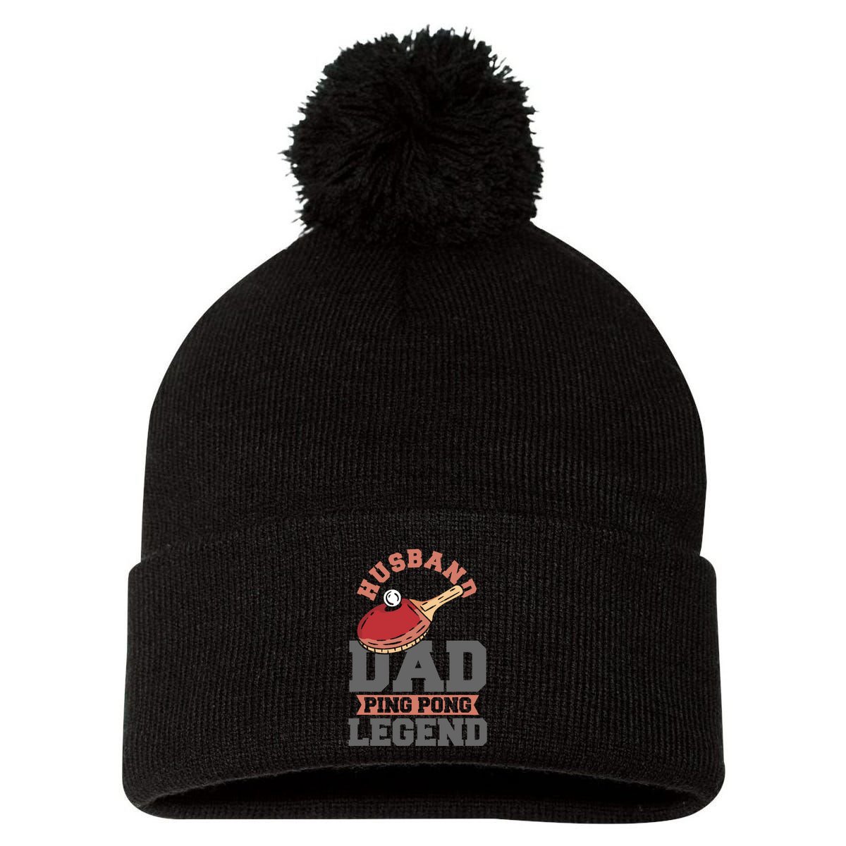 Husband Dad Ping Pong Legend Table Tennis Pom Pom 12in Knit Beanie