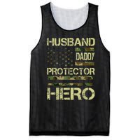 Husband Daddy Protector Hero Camo American Flag FatherS Day Mesh Reversible Basketball Jersey Tank