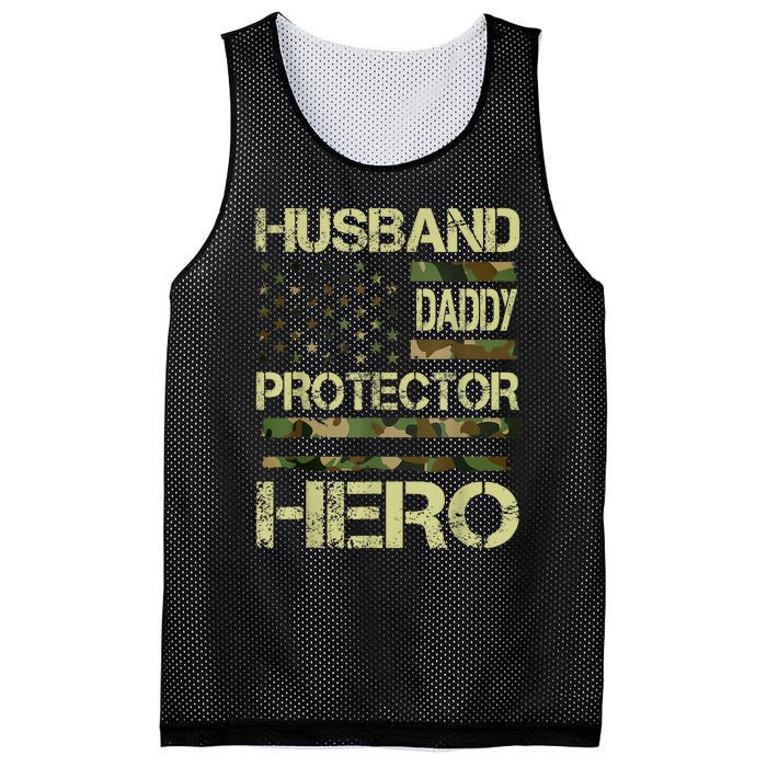 Husband Daddy Protector Hero Camo American Flag FatherS Day Mesh Reversible Basketball Jersey Tank