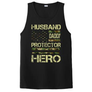 Husband Daddy Protector Hero Camo American Flag FatherS Day PosiCharge Competitor Tank