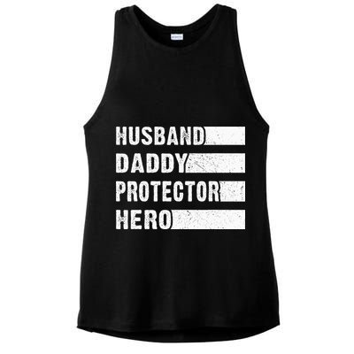 Husband Daddy Protector Hero Ladies PosiCharge Tri-Blend Wicking Tank