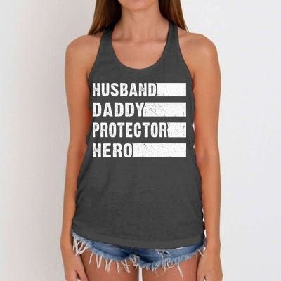 Husband Daddy Protector Hero Women's Knotted Racerback Tank