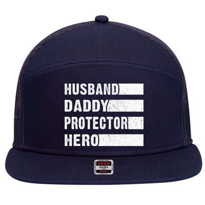 Husband Daddy Protector Hero 7 Panel Mesh Trucker Snapback Hat