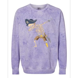 Halloween Dabbing Pirate Skeleton Colorblast Crewneck Sweatshirt